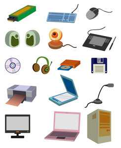 可自由編輯的電子設備隔離矢量圖標集